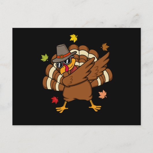 Grappige kalkoendans voor Thanksgiving-gezin Manne Briefkaart (Voorkant)