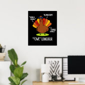 Grappige kalkoengrap met donkere achtergrond poster (Thuiskantoor)