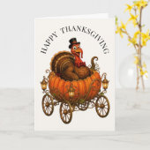 Grappige kalkoenpompoen Thanksgiving Kaart (Gele Bloem)