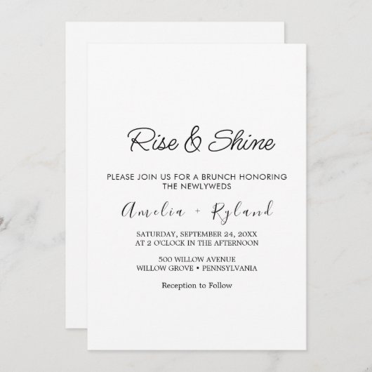Grappige kalligrafie bruiloft brunch uitnodiging (Voorkant / Achterkant)