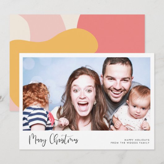 Grappige kalligrafie Vrolijke kerstfoto Feestdagenkaart (Voorkant / Achterkant)