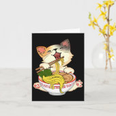 Grappige Kamala Anime Kat Eet Ramen Trump Noedels  Kaart (Gele Bloem)