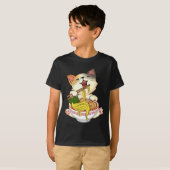 Grappige Kamala Anime Kat Eten Ramen Trump Noodles T-shirt (Voorkant volledig)