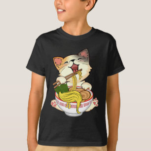 Grappige Kamala Anime Kat Eten Ramen Trump Noodles T-shirt