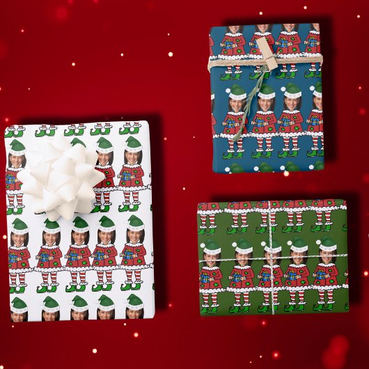 Grappige kamala harris Custom Gezicht foto Elf Xma Inpakpapier Vel