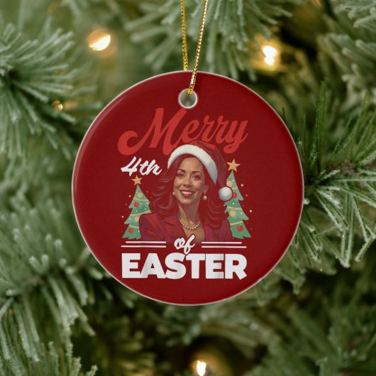 Grappige Kamala Harris Kerstman Hoed Keramisch Ornament (Boom)