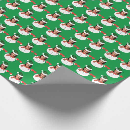 Grappige Kamala Harris Snowman Custom Face Foto Xm Cadeaupapier (Hoek)