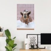 Grappige Kameel Bubbelbad Kunst, Whimsical Dier Poster (Thuiskantoor)