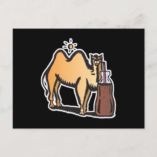 grappige kameel die frisdrank drinkt briefkaart (Voorkant)