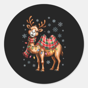 Grappige Kameel Kerst Mooie Dierenliefhebbers Vaka Ronde Sticker