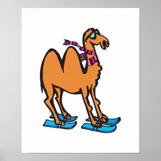 grappige kameel op de skis poster (Voorkant)