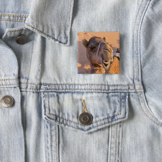 Grappige Kameel Vierkante Button 5,1 Cm (In situ)