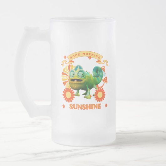 Grappige Kameleon Goedemorgen Zonneschijn Matglas Bierpul (Links)