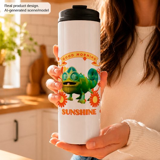 Grappige Kameleon Goedemorgen Zonneschijn Thermosbeker