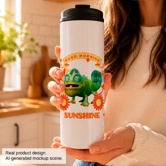 Grappige Kameleon Goedemorgen Zonneschijn Thermosbeker