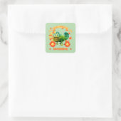 Grappige Kameleon Goedemorgen Zonneschijn Vierkante Sticker (Tas)