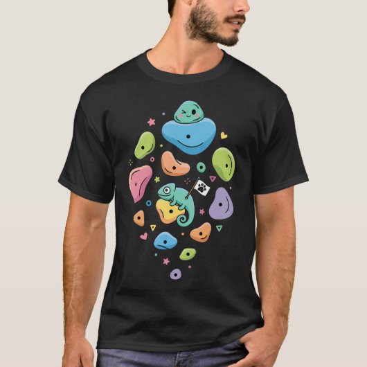 Grappige Kameleon Klimmen Boulderen T-shirt (Voorkant)