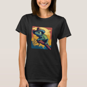 Grappige Kameleon met een Cowboy Look T-shirt