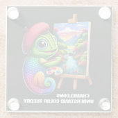 Grappige kameleons begrijpen kleurtheorie glazen onderzetter (Achterkant)