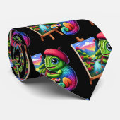 Grappige kameleons schilderen op oliedoeken stropdas (Opgerold)