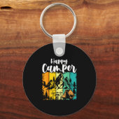 Grappige kampeerder outdoor activiteit camping lie sleutelhanger (Voorkant)