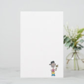 grappige kampeerkok met drabbig papje briefpapier (Staand voorkant)