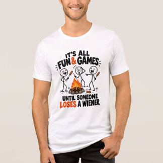 Grappige kampeerplek worst roosteren stok figuur Tri-Blend shirt
