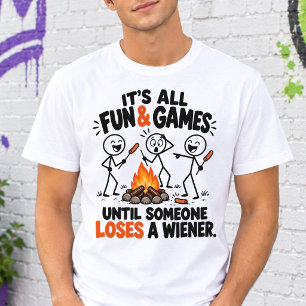 Grappige kampeerplek worst roosteren stok figuur Tri-Blend shirt