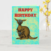 Grappige kangoeroe gelukkige verjaardagskaart kaart (Gele Bloem)