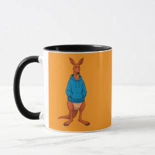 Grappige kangoeroe in blauwe hoodie koffiemok mok