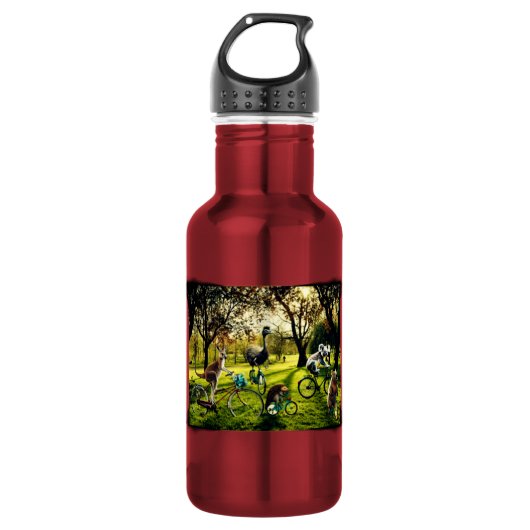 Grappige kangoeroe koala wombat Emu fietsen Waterfles (Voorkant)
