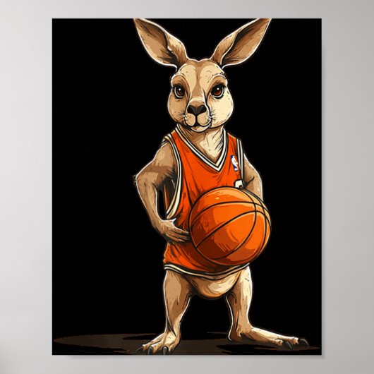 Grappige kangoeroe met basketbal kostuum voor man poster (Voorkant)