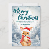 Grappige Kangoeroe Vrolijk Kerstboom sneeuw Vakant Feestdagenkaart (Voorkant)