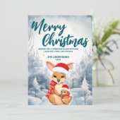 Grappige Kangoeroe Vrolijk Kerstboom sneeuw Vakant Feestdagenkaart (Staand voorkant)