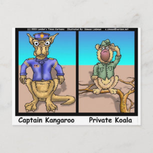 Grappige kangoeroes en koala grappige cartoon cade briefkaart