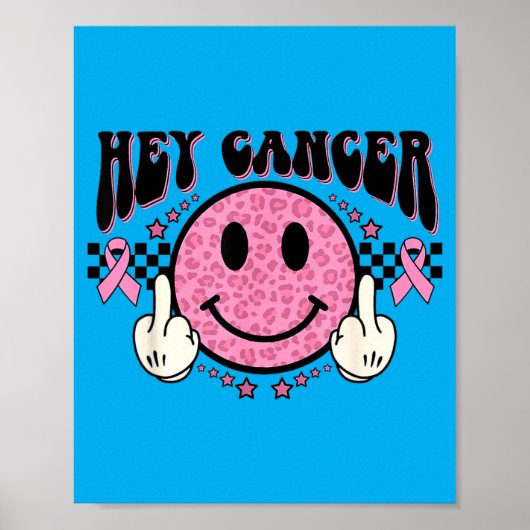 Grappige Kanker Middenvinger Borstkanker Bewustzij Poster (Voorkant)