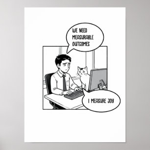 Grappige Kantoor Kat Humor Zakelijke Cartoon Poster