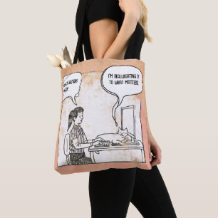Grappige Kantoor Kat Humor Zakelijke Cartoon Tote Bag