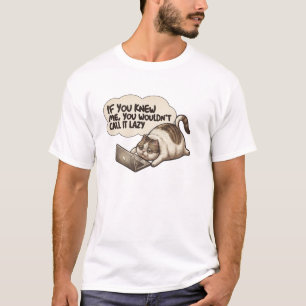 Grappige Kantoor Kat Slaapt op Toetsenbord Werk Hu T-shirt