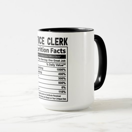 Grappige Kantoor klerk voeding feiten Mok (Voorkant rechts)