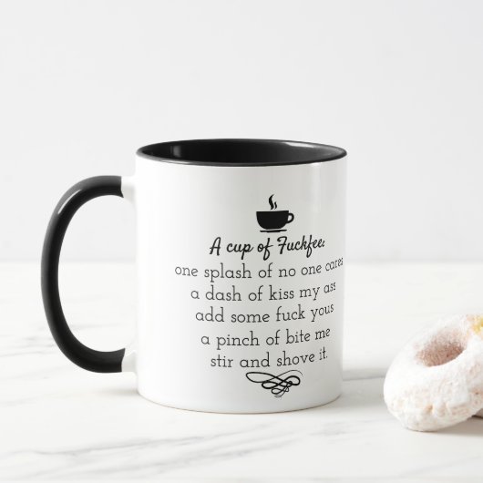 Grappige kantoor onbeleefde koffie, niemand geeft mok (Met donut)