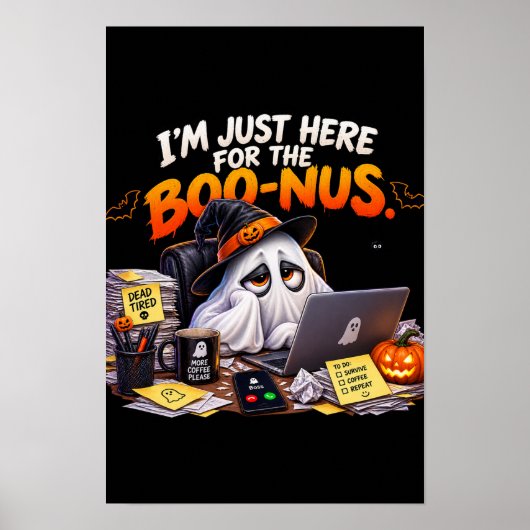 Grappige kantoor spook Halloween poster (Voorkant)