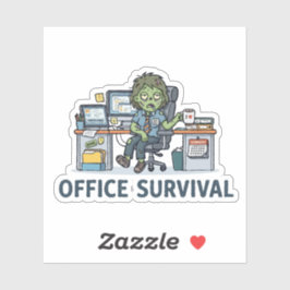 Grappige kantoor zombie "Survie Au Bureau" Werkhum Sticker