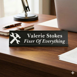 Grappige Kantoormaker Van Alles Silhouette Zwart Bureau Naambordje