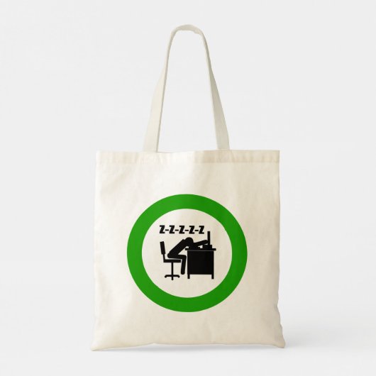 Grappige kantoormedewerker slaapt aan bureau tote bag