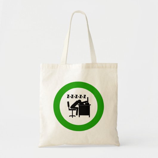 Grappige kantoormedewerker slaapt aan bureau tote bag (Voorkant)
