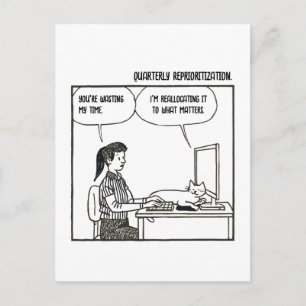 Grappige Kantoorwerk Humor Bedrijfsstrip Kat Briefkaart
