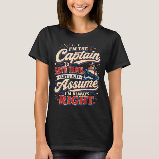Grappige kapitein bootsbemanning t-shirt (Voorkant)