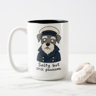 Grappige Kapitein Schnauzer Zout Maar Pawsome Tweekleurige Koffiemok