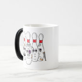 Grappige kapotte bowlingkegels magische mok (Voorkant links)